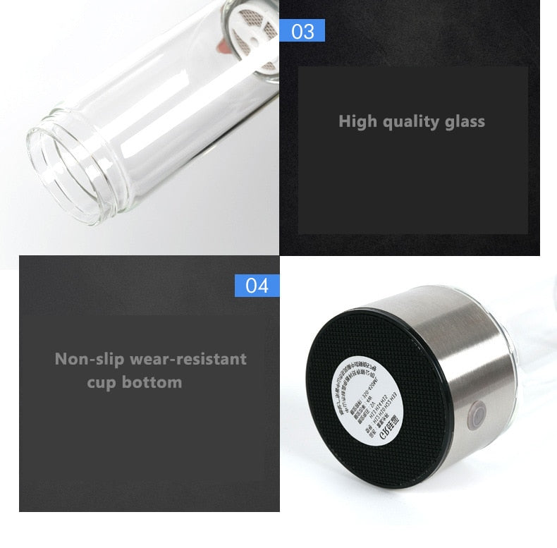 HydroGlow™ – Hydrogen-Enriched Water Bottle with Built-In Generator
