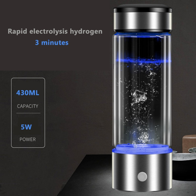 HydroGlow™ – Hydrogen-Enriched Water Bottle with Built-In Generator