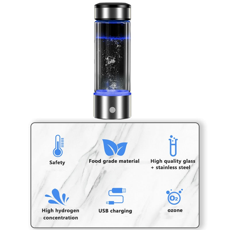HydroGlow™ – Hydrogen-Enriched Water Bottle with Built-In Generator