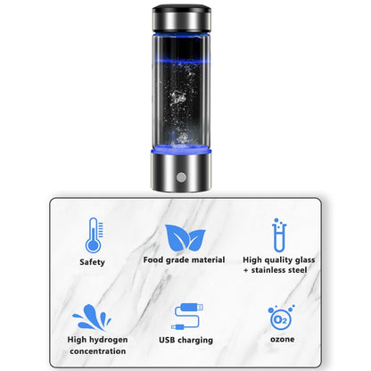 HydroGlow™ – Hydrogen-Enriched Water Bottle with Built-In Generator